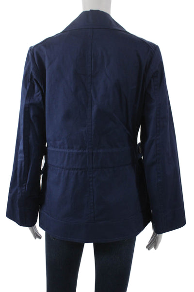 +J Womens Military Jacket Blue Cotton Long Sleeve Size 2XS