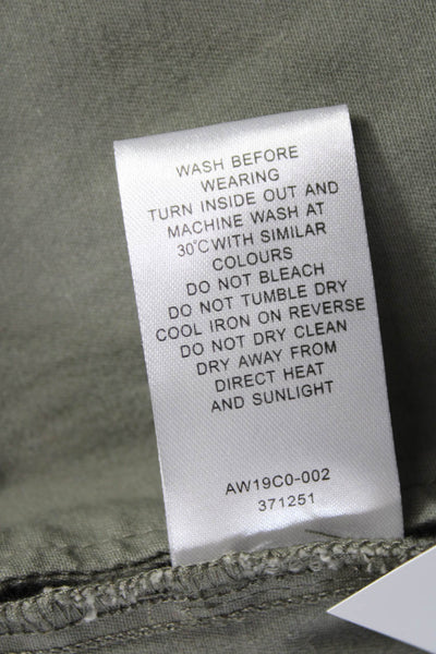 Hush Womens Military Jacket Green Cotton Blend Long Sleeve Button Size 6