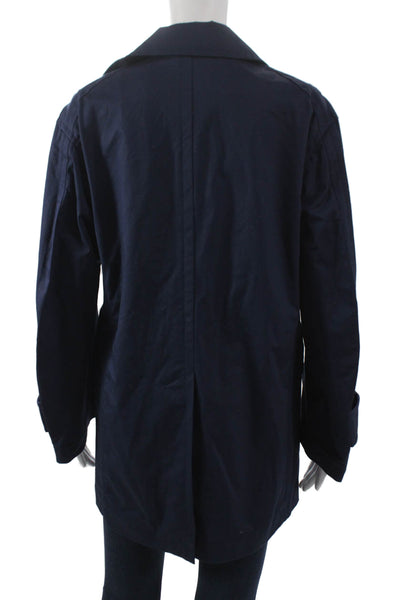 +J Womens Blue Cotton Raincoat Button Long Sleeve Size 2XS