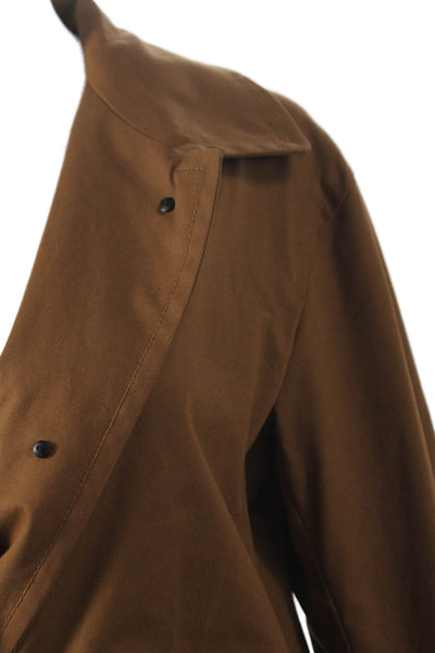 +J Womens Overcoat Brown Cotton Button Long Sleeve Size 2XS
