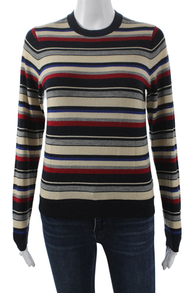 Ines De La Fressange Womens Multicolor Striped Wool Pullover Crew Neck Size XS