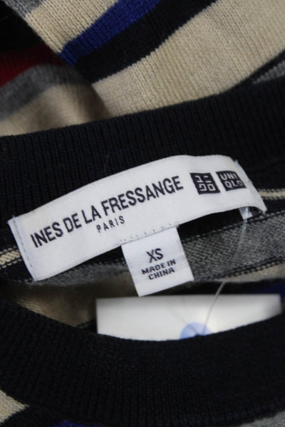 Ines De La Fressange Womens Multicolor Striped Wool Pullover Crew Neck Size XS