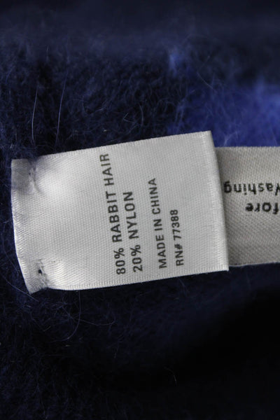 Wallace Women Pullover Sweater Blue Rabbit Hair Polka Dot 3/4 Sleeve Size S