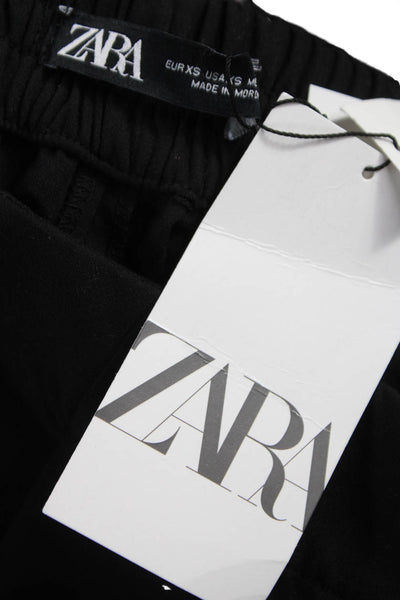 Zara Womens Ankle Pants Black Polyester Pull On Size XS