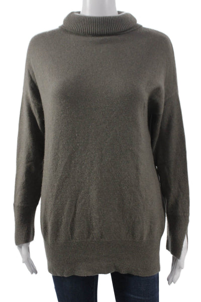 Iris & Ink Women Pullover Cashmere Sweater Gray Cowl Neck Long Sleeve Size S