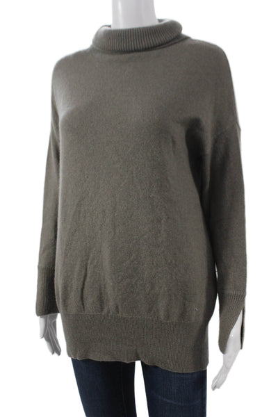 Iris & Ink Women Pullover Cashmere Sweater Gray Cowl Neck Long Sleeve Size S