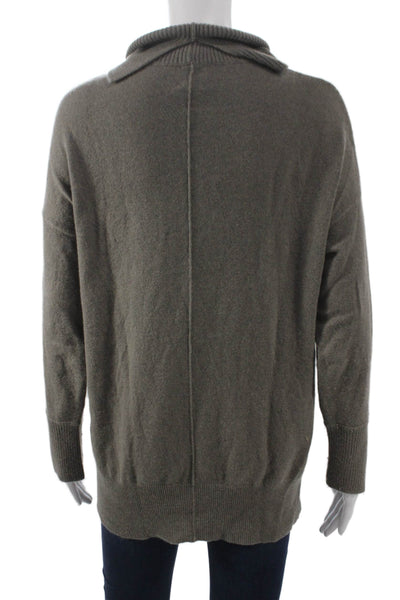 Iris & Ink Women Pullover Cashmere Sweater Gray Cowl Neck Long Sleeve Size S