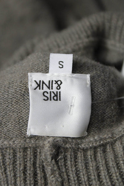 Iris & Ink Women Pullover Cashmere Sweater Gray Cowl Neck Long Sleeve Size S