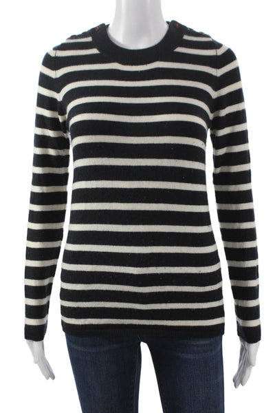 Chinti & Parker Womens Cashmere Striped Crewneck Pullover Sweater Black Size XS