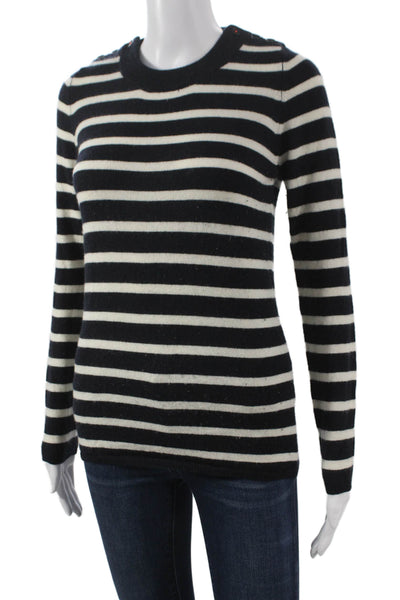 Chinti & Parker Womens Cashmere Striped Crewneck Pullover Sweater Black Size XS