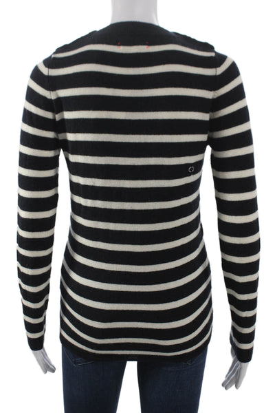 Chinti & Parker Womens Cashmere Striped Crewneck Pullover Sweater Black Size XS