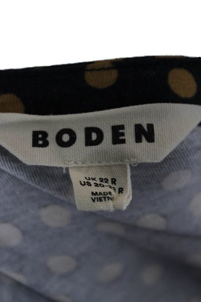 Boden Women Shift Dress Blue Polka Dot V-Neck Long Sleeve Tencel Size 20