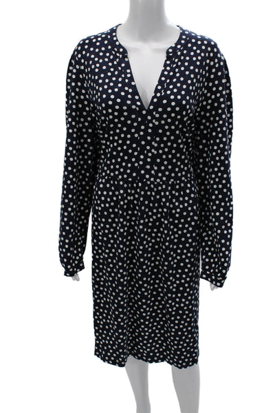 Boden Women Blue Polka Dot Wrap Dress Long Sleeve Cotton Mid Calf Plus Size 20