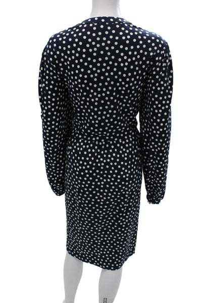 Boden Women Blue Polka Dot Wrap Dress Long Sleeve Cotton Mid Calf Plus Size 20
