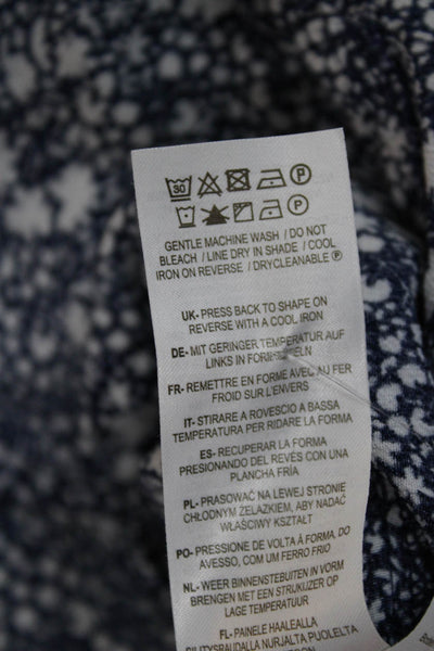 Boden Women Blue Floral V-Neck Long Sleeve Shift Dress Viscose Midi Size 16