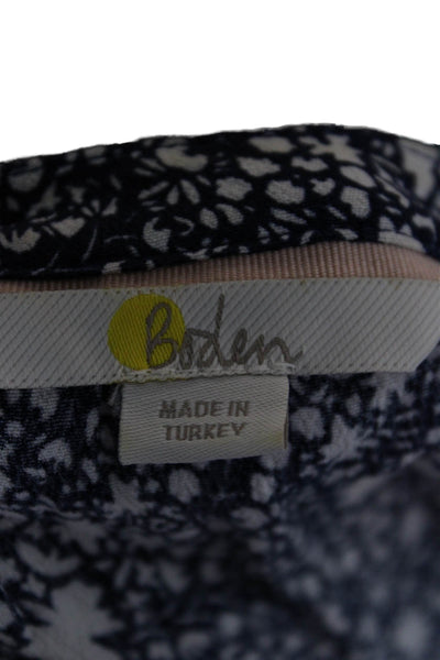 Boden Women Blue Floral V-Neck Long Sleeve Shift Dress Viscose Midi Size 16
