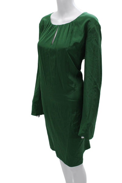Elie Tahari Women Green Shift Dress Long Sleeve Mid-Calf Size XL