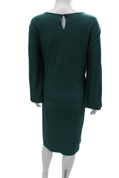 Lafayette 148 New York Women Sheath Dress Green Square Neck Long Sleeve Size XL