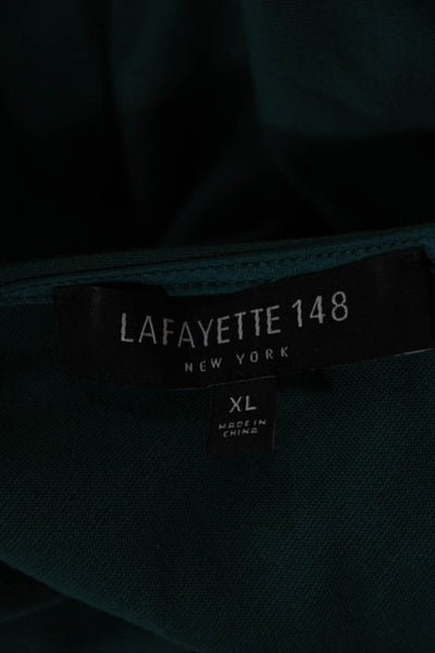 Lafayette 148 New York Women Sheath Dress Green Square Neck Long Sleeve Size XL