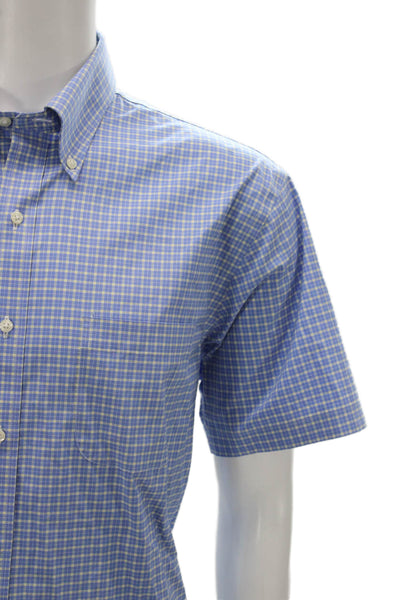 Brooks Brothers Mens Plaid Button Down Collar Shirt Blue Cotton  Size 16