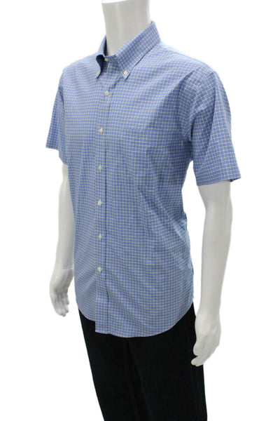 Brooks Brothers Mens Plaid Button Down Collar Shirt Blue Cotton  Size 16