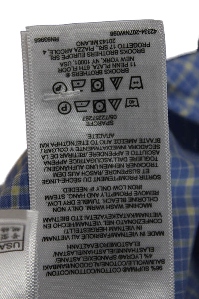 Brooks Brothers Mens Plaid Button Down Collar Shirt Blue Cotton  Size 16