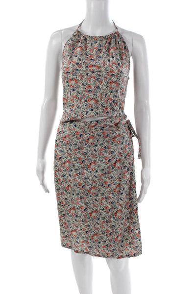 Jigsaw Women Floral Halter Tie Sleeveless Cotton Set Multicolor Size 10