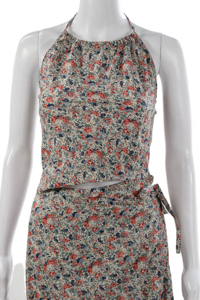 Jigsaw Women Floral Halter Tie Sleeveless Cotton Set Multicolor Size 10