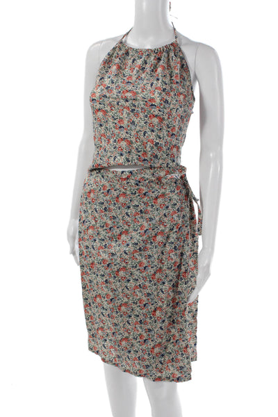 Jigsaw Women Floral Halter Tie Sleeveless Cotton Set Multicolor Size 10