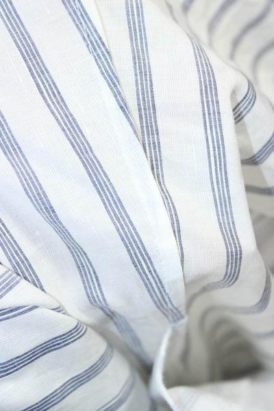 Celine Women White Striped Cotton Shift Dress Long Sleeve Size 34