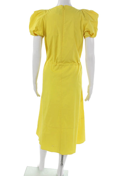 G. Womens A-Line Yellow Midi Cotton Dress Short Sleeve Size 0