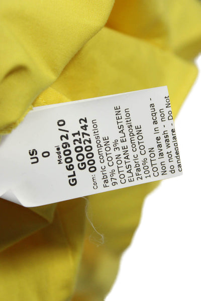 G. Womens A-Line Yellow Midi Cotton Dress Short Sleeve Size 0