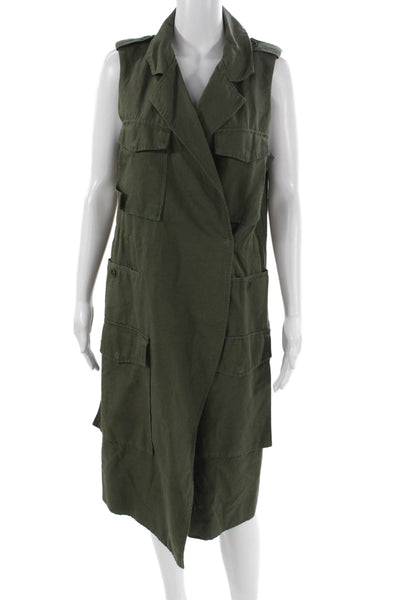 Who What Wear Womens Wrap Dress Green Cotton Sleeveless Knee Length Size S