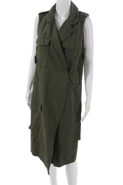 Who What Wear Womens Wrap Dress Green Cotton Sleeveless Knee Length Size S