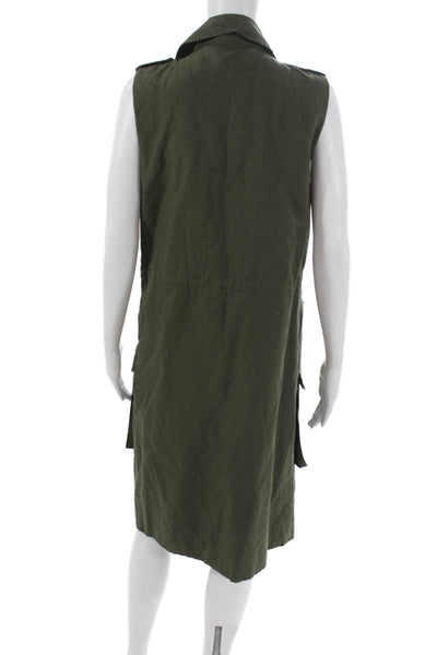 Who What Wear Womens Wrap Dress Green Cotton Sleeveless Knee Length Size S