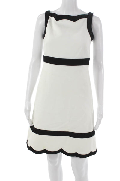 Valentino Womens White Shift Dress Sleeveless Round Neck Knee Length Size 40