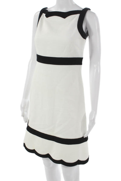 Valentino Womens White Shift Dress Sleeveless Round Neck Knee Length Size 40