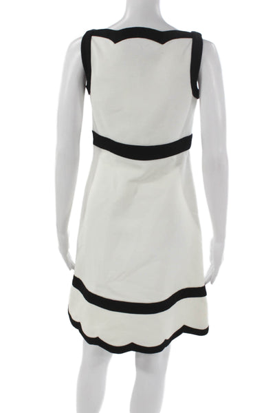 Valentino Womens White Shift Dress Sleeveless Round Neck Knee Length Size 40