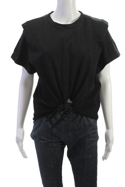 Isabel Marant Womens Cropped Cotton Black Short Sleeve T-Shirt Size M