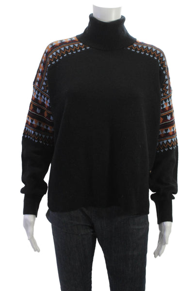 Scotch & Soda Womens Black Fair Isle Turtleneck Sweater Size S