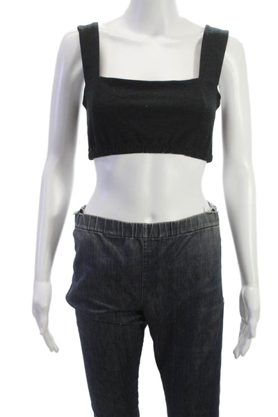 Beyond Yoga Womens Solid Gray Polyester Blend Sports Bra Size M