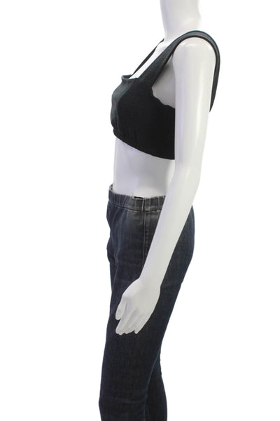 Beyond Yoga Womens Solid Gray Polyester Blend Sports Bra Size M