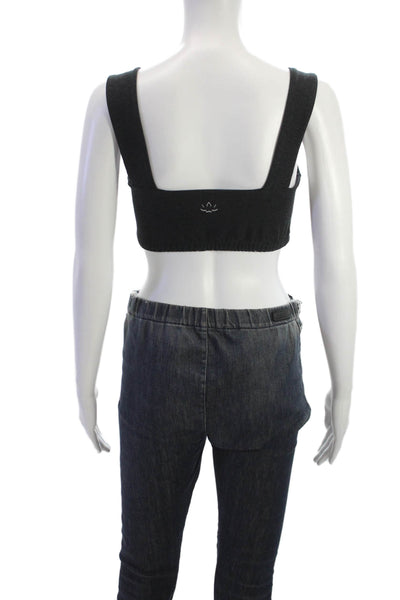 Beyond Yoga Womens Solid Gray Polyester Blend Sports Bra Size M
