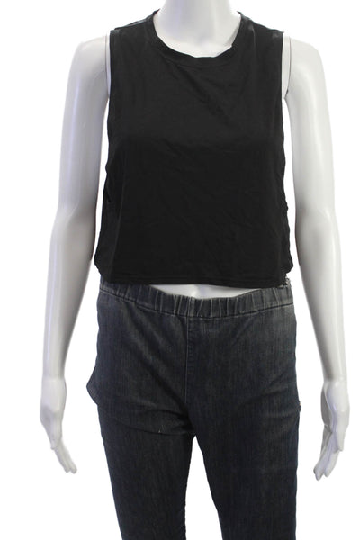 Lululemon Womens Cropped Tank Sleeveless Crew Neck Black Size 8