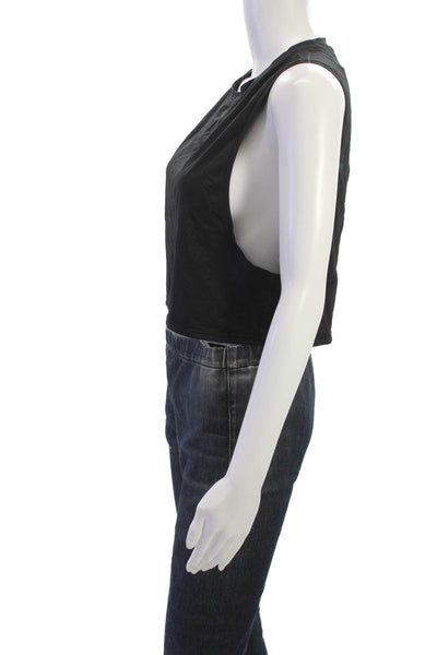 Lululemon Womens Cropped Tank Sleeveless Crew Neck Black Size 8