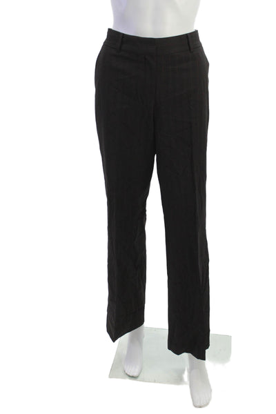 Elie Tahari Womens Striped Single Button Pant Suit Dark Brown Red Size 8