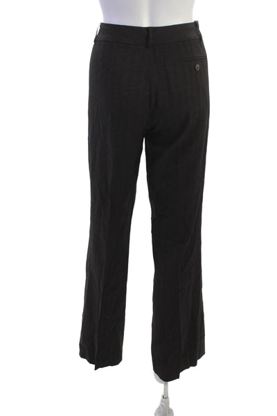 Elie Tahari Womens Striped Single Button Pant Suit Dark Brown Red Size 8