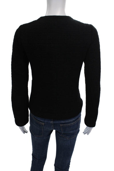 Vince Women Basic Jacket Black Zip Wool Blend Long Sleeve Size 2