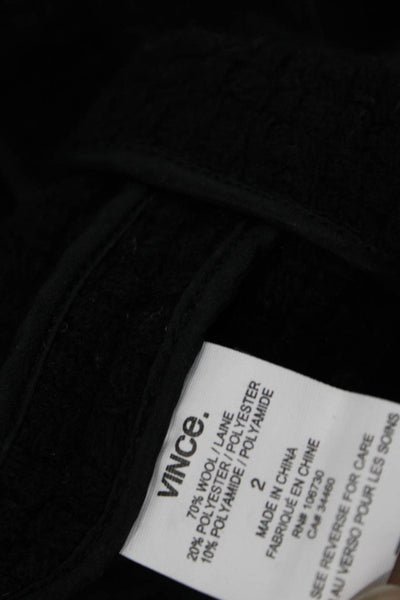 Vince Women Basic Jacket Black Zip Wool Blend Long Sleeve Size 2