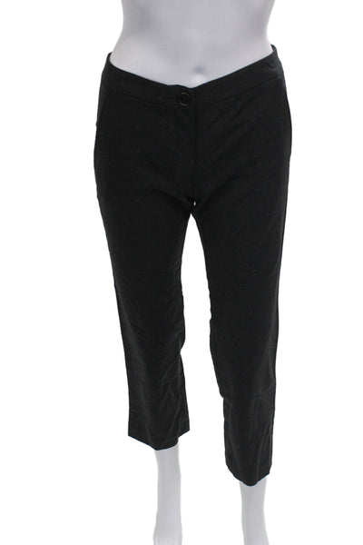 Theory Womens Ankle Black Wool Pants Button Closure Inseam 27 Size 0